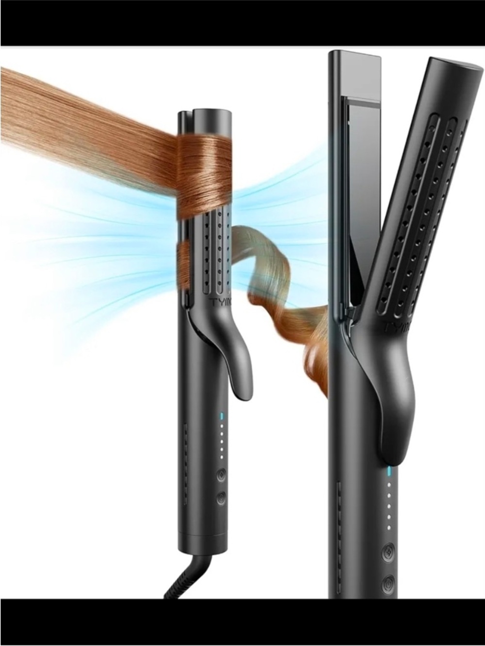 TYMO 2 in 1 hair curler and straightener airflow 2.0 black new